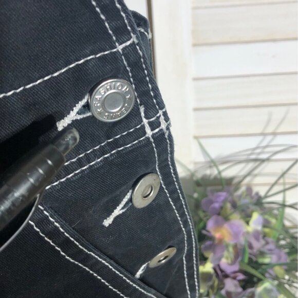 Forever 21 Denim Overalls Jumpsuit Contrast Stitch Blue Small - Picture 7 of 15